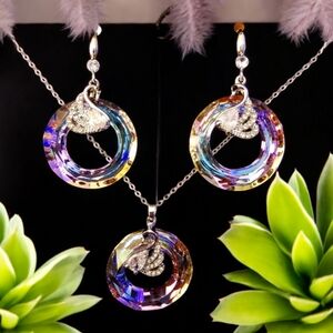 Iridescent swan necklace